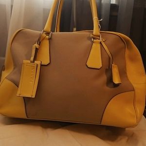 Prada leather/canvas tote